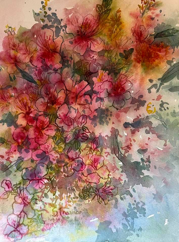 red and pink arrangement of small flowers